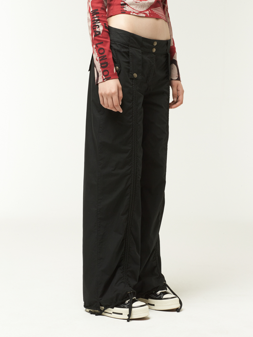 Женские Брюки Black Front Ruched Tech