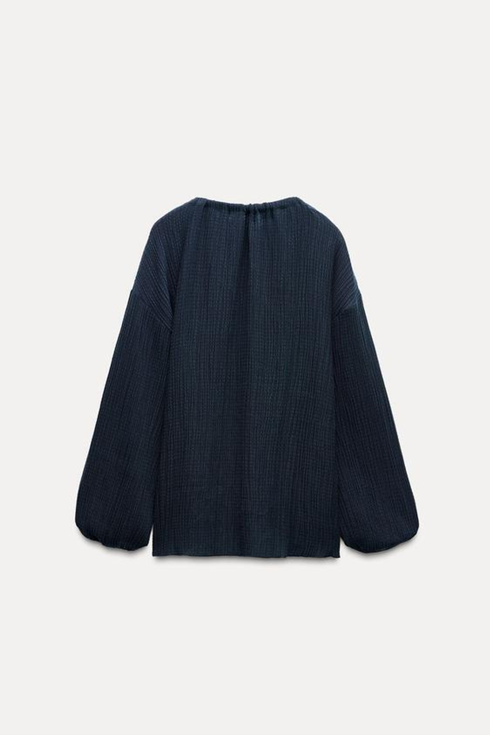 ZARA ТОП ИЗ РЕЛЬЕФНОЙ ТКАНИ С ЗАВЯЗКАМИ, ЗЕЛЕНОВАТО-СИНИЙ