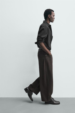 ZARA ДЖИНСЫ WIDE FIT, КОРИЧНЕВЫЙ