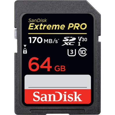 Карта памяти SanDisk Extreme Pro SDXC 64GB UHS-I U3 V30, R/W 170/90 МБ/с