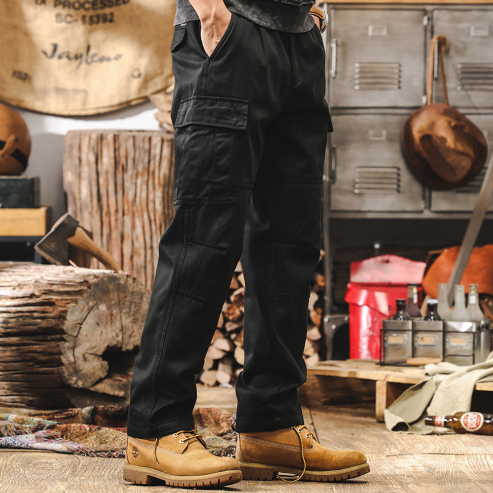 Мужские рабочие брюки в американском ретро-стиле, весенне-осенний стиль, свободные прямые тактические функциональные повседневные брюки на флисовой подкладке.