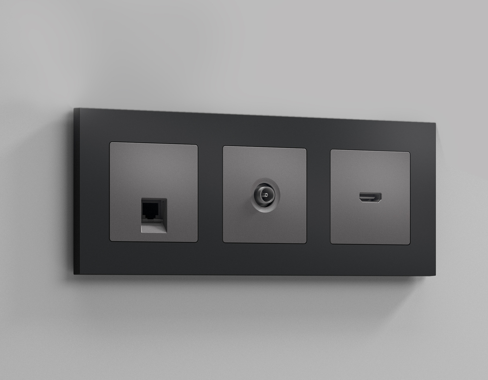 AP6630 Лицевая панель ALFA (Антрацит серый) для TV розетки QUANT