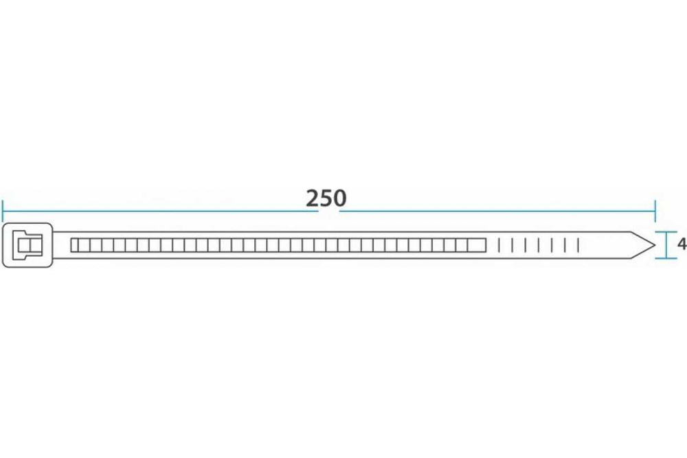 Нейлоновая кабельная стяжка REXANT 250x3,6мм, черная 100 шт/уп 07-0251