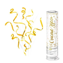 Пневмохлопушка "Счастье здесь" Серпантин с золотой