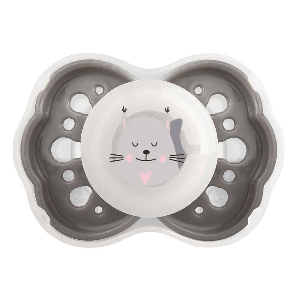 Соска-пустышка, свет., скош. сосок, от 0 мес, с колп., сил. арт.7287