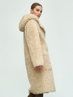 Шуба женская чебурашка тедди эко, светло-бежевая, SilverFox