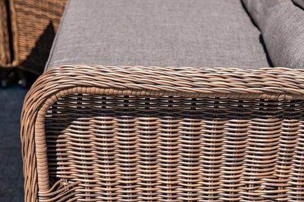 Бергамо, плетеный левый модуль дивана, диван коричневый/соломенный, искусственный ротанг