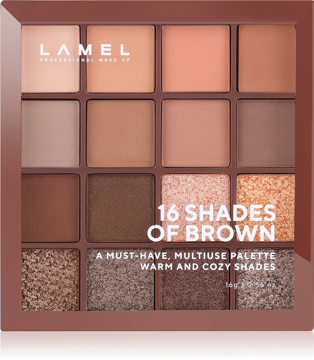 LAMEL 16 Shades Of Brown - Палетка теней для век, 16 g