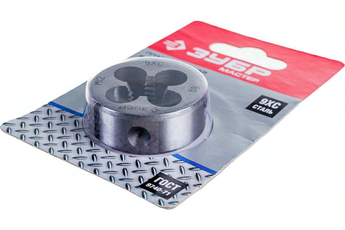 Круглая ручная плашка для нарезания метрической резьбы М12 x 1.75 Зубр МАСТЕР 4-28022-12-1.75