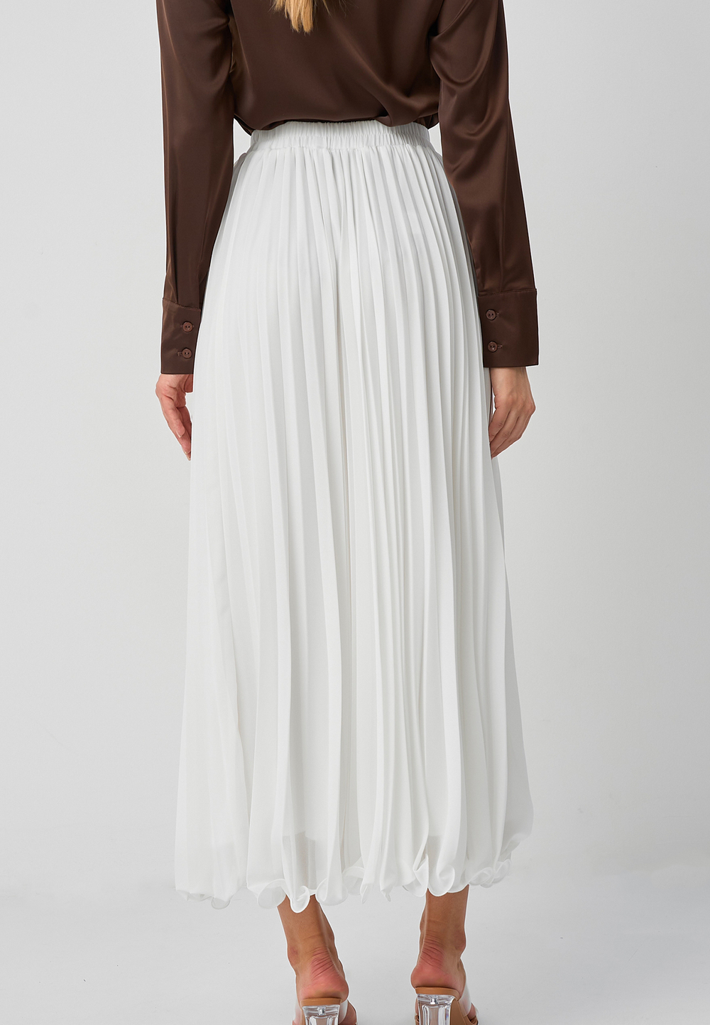 Юбка плиссе макси 100 белая