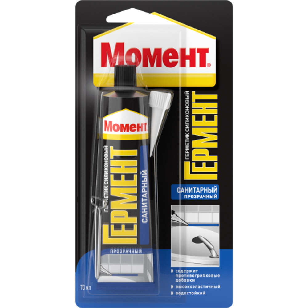 Герметик Момент 3002431 Гермент силиконовый санитарный прозрачный 70 мл. | Момент