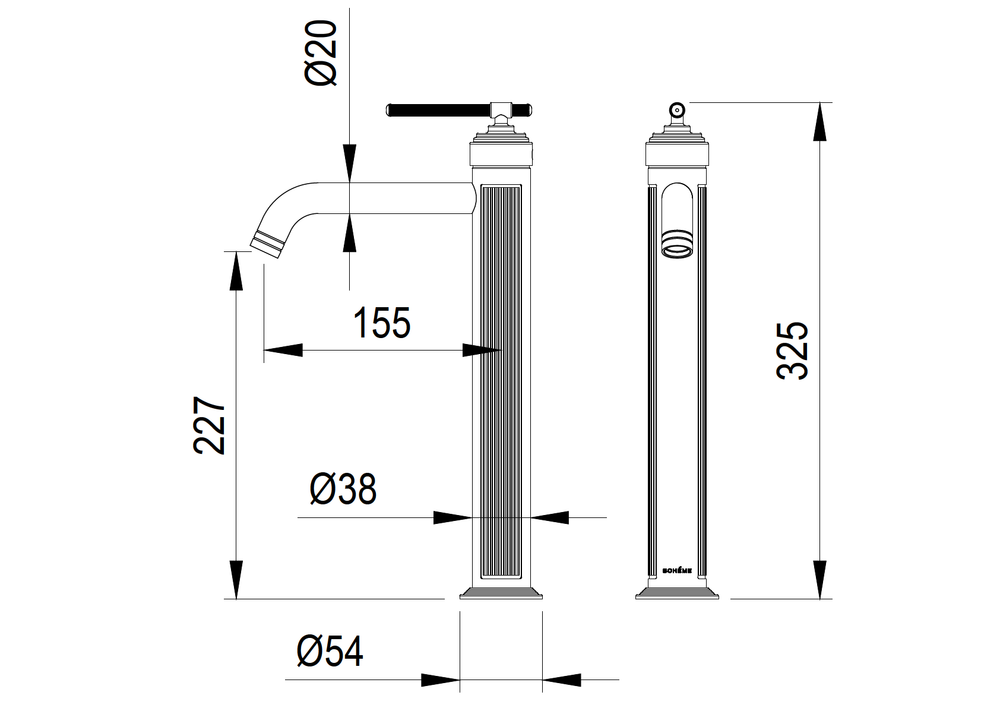 Смеситель для раковины высокий Boheme Eterna 172-CR CHROME