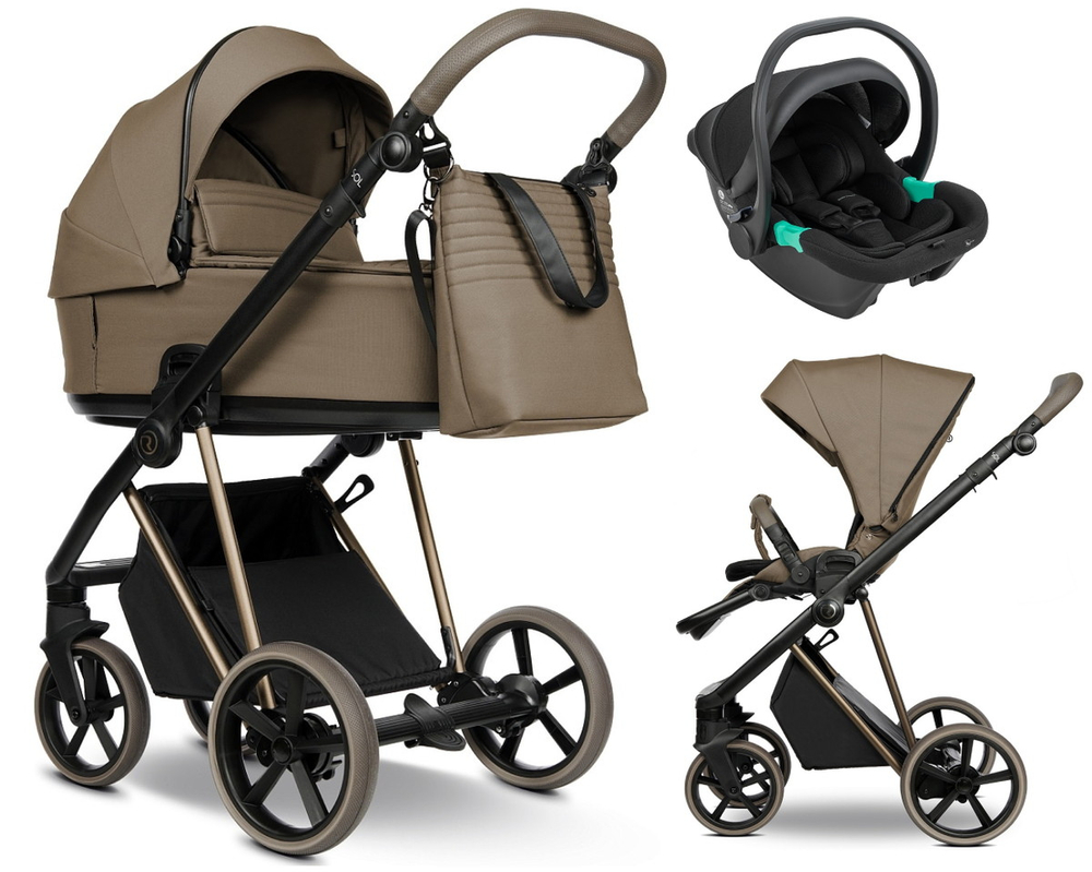Детская коляска Roan Sol Vintage Luxury 2.0 3 в 1 с автокреслом Pituso Santiso Pro VIN 03/MM Mocha Mousse/Cappuccino/руч.Cappuccino