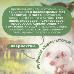 Раствор для орального применения от внутренних и наружных паразитов для сельскохозяйственных животных, птицы, пушных зверей и собак Иверсан (АВЗ), 10мл Ивермектин