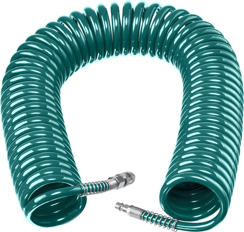 KRAFTOOL 20 м, 8 х 12 мм, 15 бар, воздушный спиральный шланг с фитингами рапид (06590-20)
