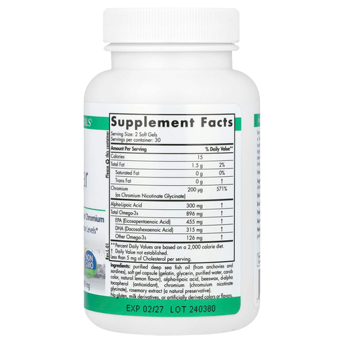 Nordic Naturals, сахар в крови ProOmega®, 60 капсул