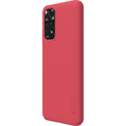 Тонкий жесткий чехол красного цвета от Nillkin для Xiaomi Redmi Note 11 (Global), серия Super Frosted Shield