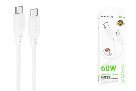 Кабель TypeC - TypeC BOROFONE BX115 Silicone 60W (белый) 1м