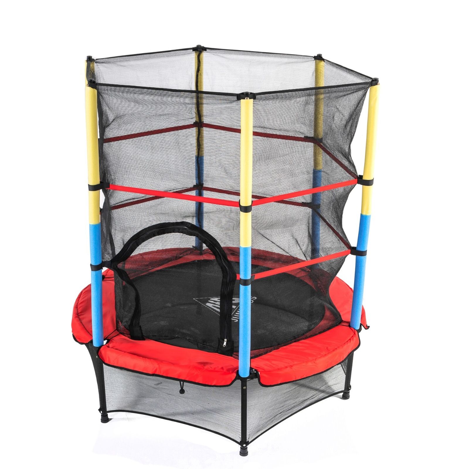 Батут DFC JUMP KIDS 55" красный с желто-синими стойками фото №1