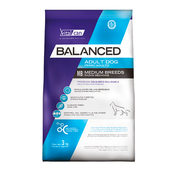 Сухой корм Vitalcan Balanced Dog Adult с курицей, для взрослых собак средних пород, 3 кг.