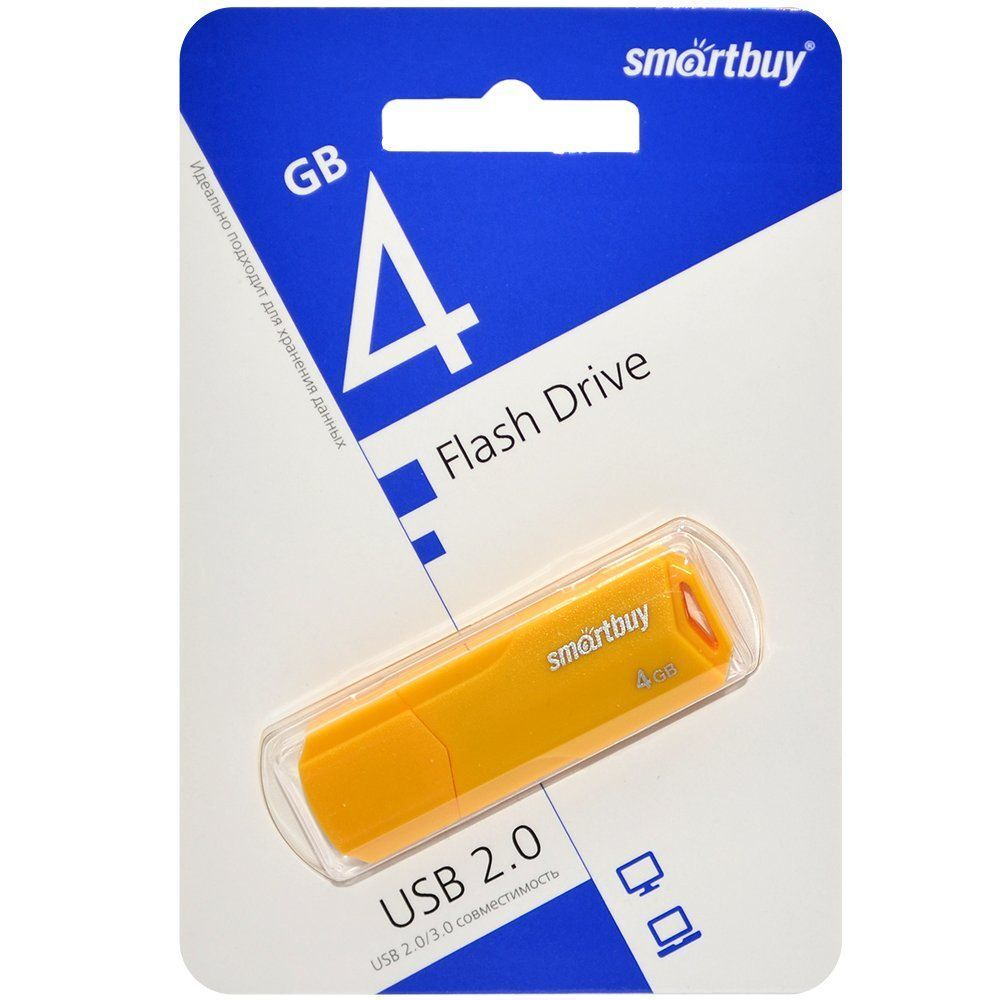 USB Флешка 4GB Smartbuy Drive, USB 2.0, желтая