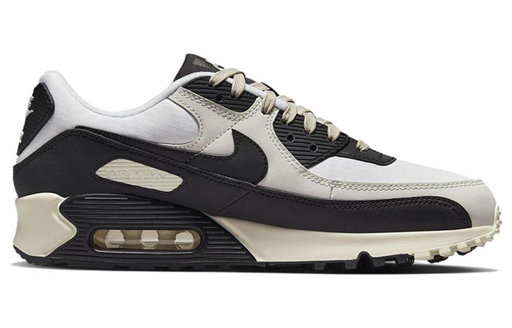 Nike Air Max 90 retro sports comfortable leather shock absorption non-slip wear-resistant low-cut casual running shoes men's white and black