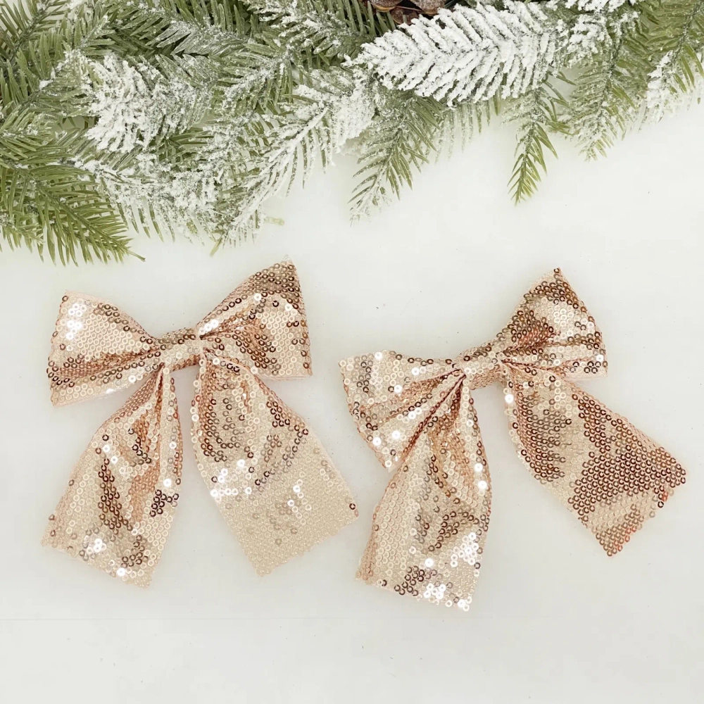 Бант на ёлку «Блеск» 12*14 см (набор 2 шт), Розовое золото