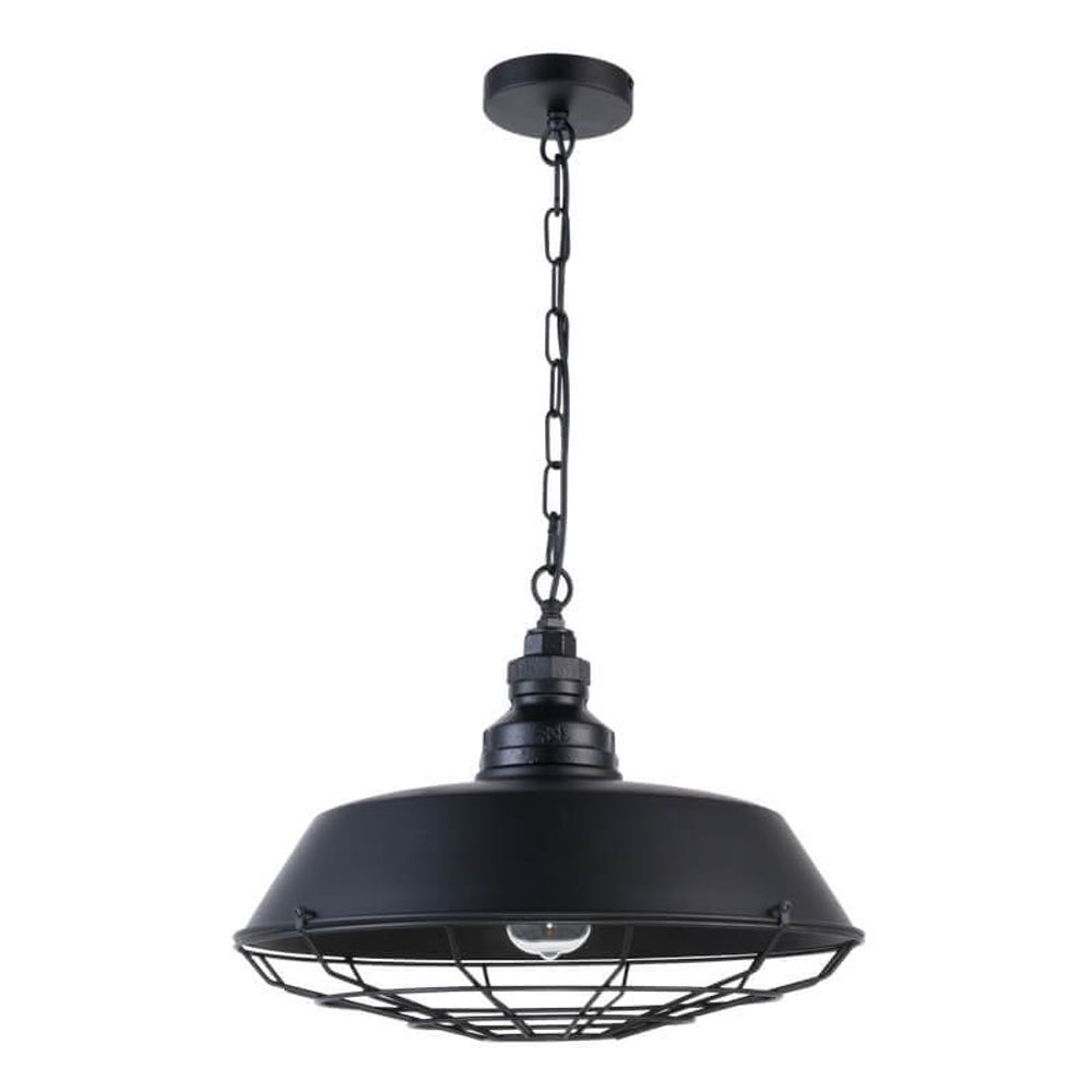 DLC-V303 E27 BLACK Светильник декоративный подвесной ТМ Fametto, серия Vintage. Без лампы. Материал металл, цвет черный. d-460мм, h-1000мм.