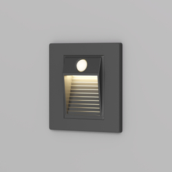 DK1020-BK Светильник встраиваемый в стену c датчиком движения, IP 20, LED 3000, 1 Вт, черный, пластик