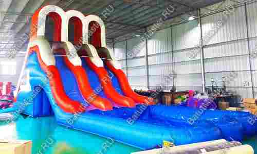 Надувная водная горка с бассейном «Летние забавы» размер 8*4*4 м