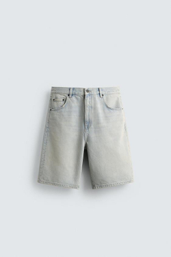 ZARA ДЖИНСОВЫЕ ШОРТЫ RELAXED FIT, ГОЛУБОЙ
