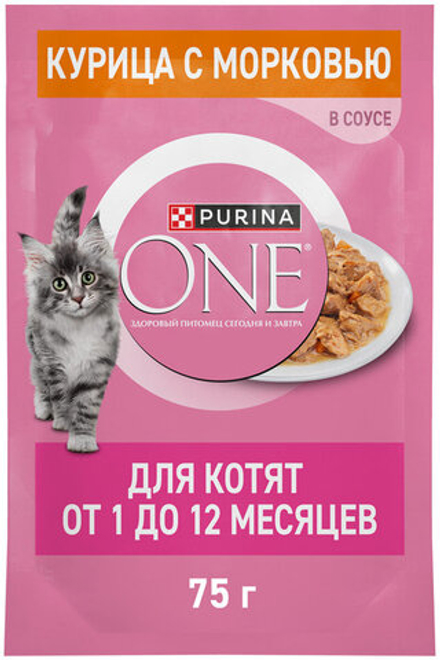 Purina ONE Влажный корм для котят курица морковь, 75 гр.