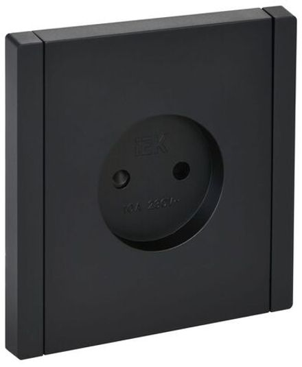Розетка 1-м СП FORTE&PIANO FP117 10А без заземл. защ. шторки винт. крепл. черн. IEK FP-R13-10-K02