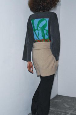 ZARA ФУТБОЛКА С ДЛИННЫМИ РУКАВАМИ С ЭФФЕКТОМ ПОТЕРТОСТИ, АНТРАЦИТОВО-СЕРЫЙ