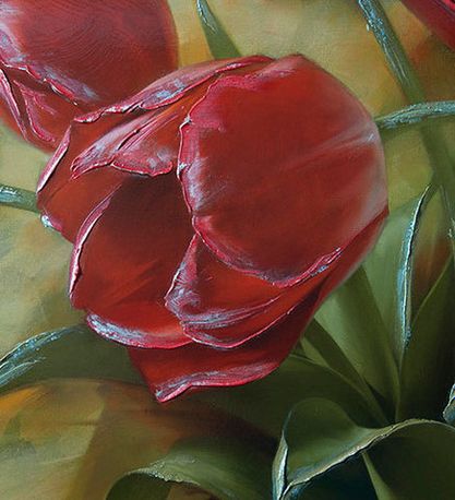 Картина на стекле Красные Тюльпаны 1