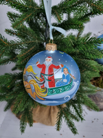 Шар стеклянный "Тройка", ручная роспись