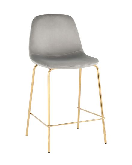 Стул полубарный Валенсия SN, велюр серый, золотые ножки 2 шт