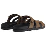 Hermes Chypre Calfskin Round Toe Open Toe Slippers Women's Brown, H231295Z X33