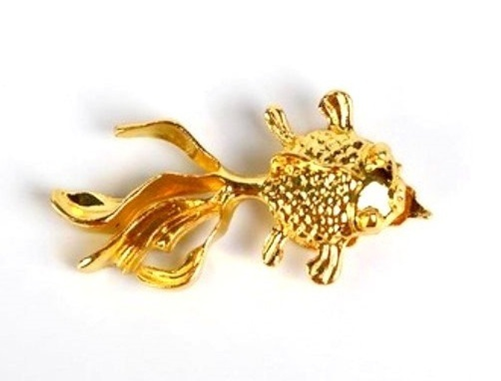 243058 Фигурка прищепка "Золотая рыбка" металл