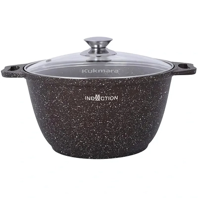Кастрюля 3л со стекл. крышкой АП (кофейный мрамор) линия «Marble Induction»