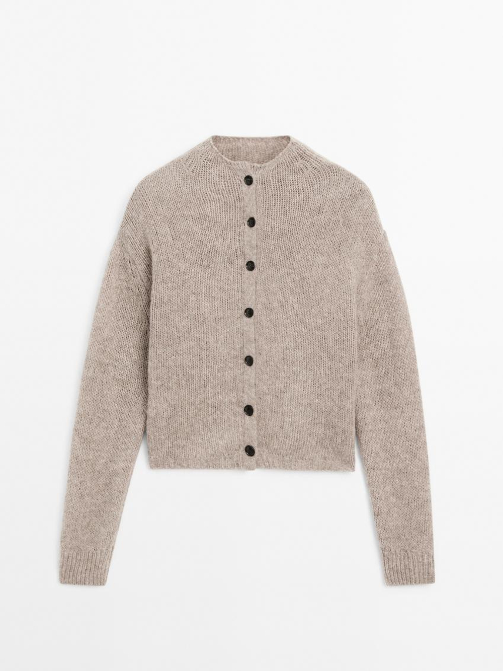 Massimo Dutti Кардиган из меланжевого трикотажа, бежевый