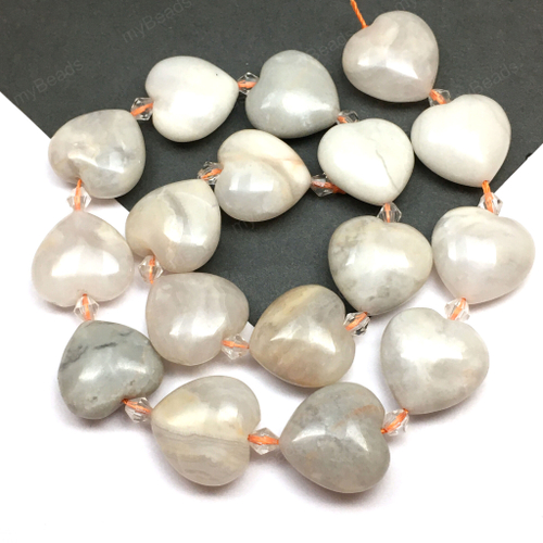 Агат с халцедоном 20х20 мм, бусины - сердце