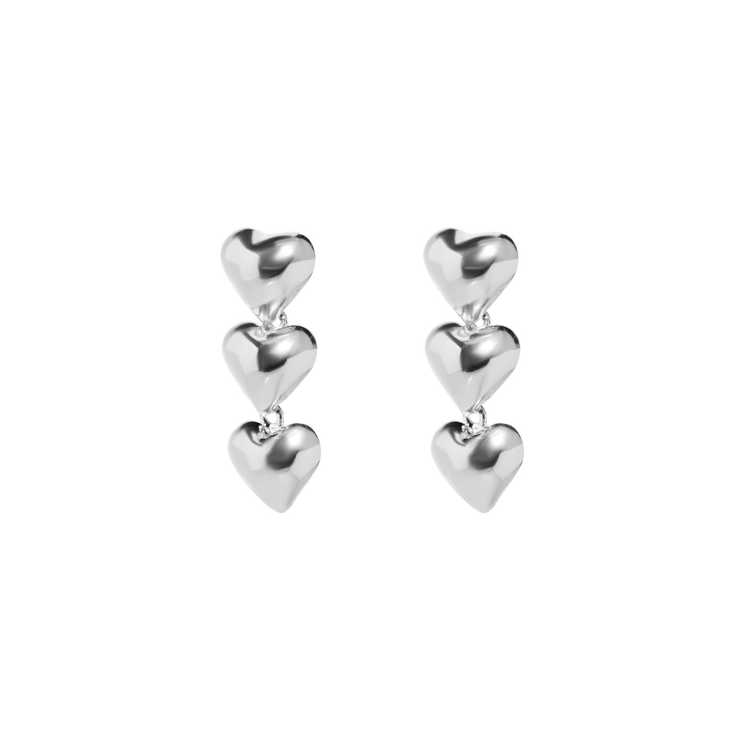Серьги Silver Earrings With Three Hearts