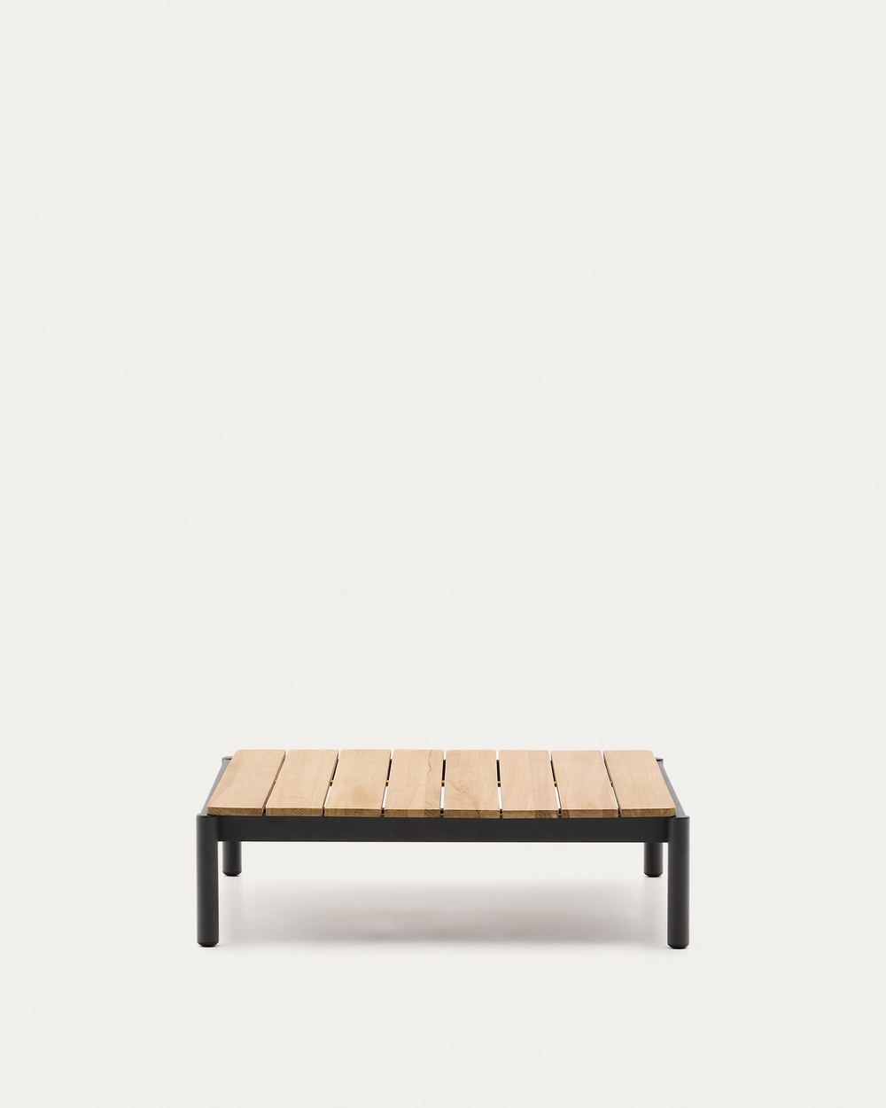 Журнальный столик Sorells из серого алюминия и тикового дерева 89 x 91 см