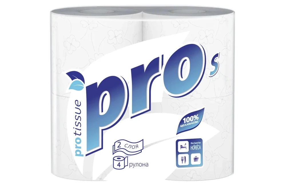 Туалетная бумага PROtissue Premium С160-2 слоя, 96 рулонов, 23 м, 184 листа (9,6х12,5 см), белая, втулка 4,5 см.
