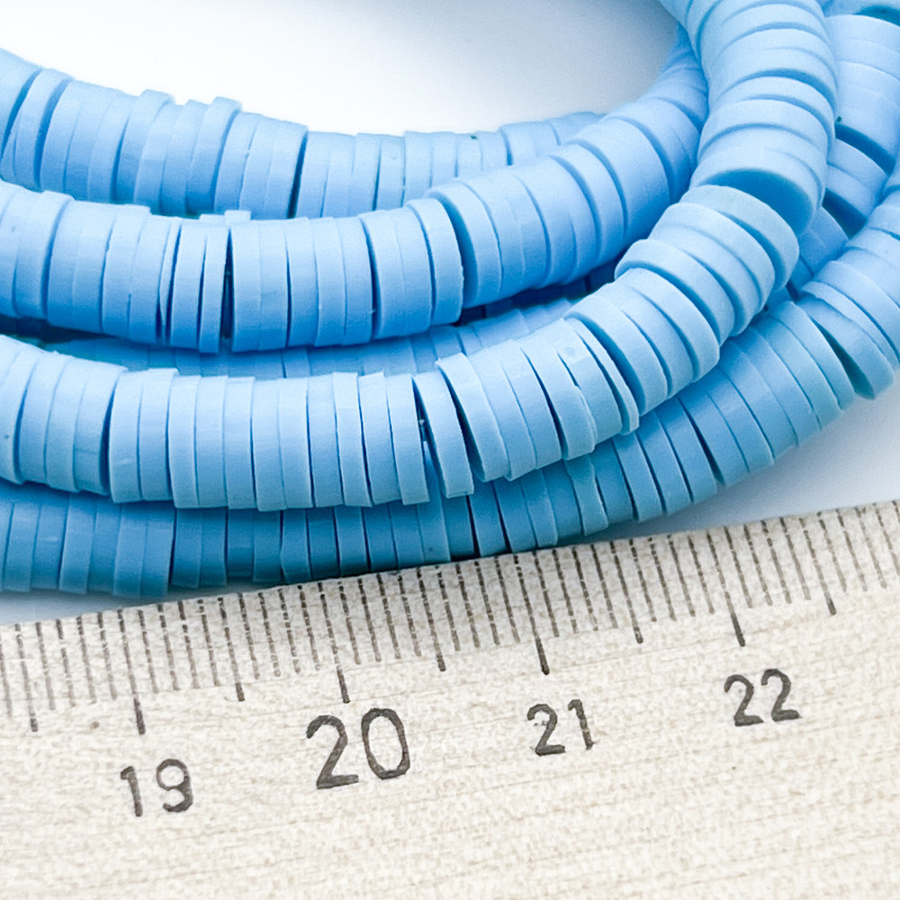 Бусина-диск, цвет голубой, размер 6 мм, цена за нить 40 см