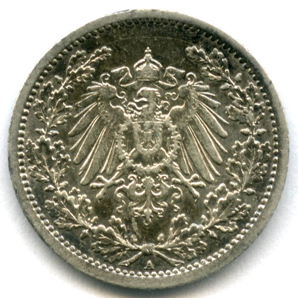 1/2 марки 1914 (A) Германия Серебро VF-XF