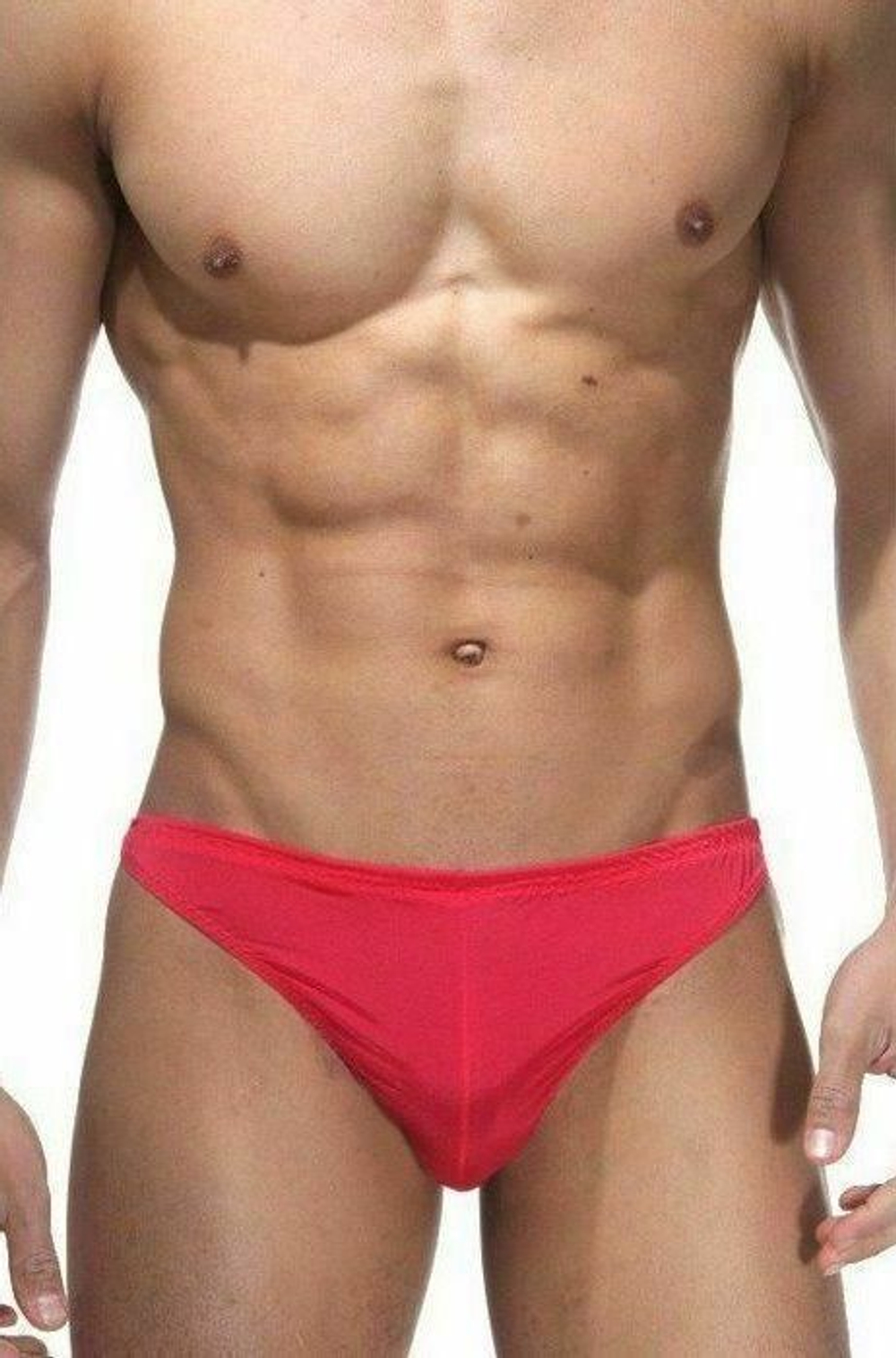 Мужские красные трусы-тонги на застежке (Размер: L-XL) (Цвет: красный)