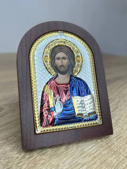 Спаситель, икона арочная, красное дерево, эмаль  60х75