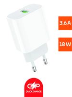 Зарядное устройство GoPower GP QC071USB 18W QC3.0 белый